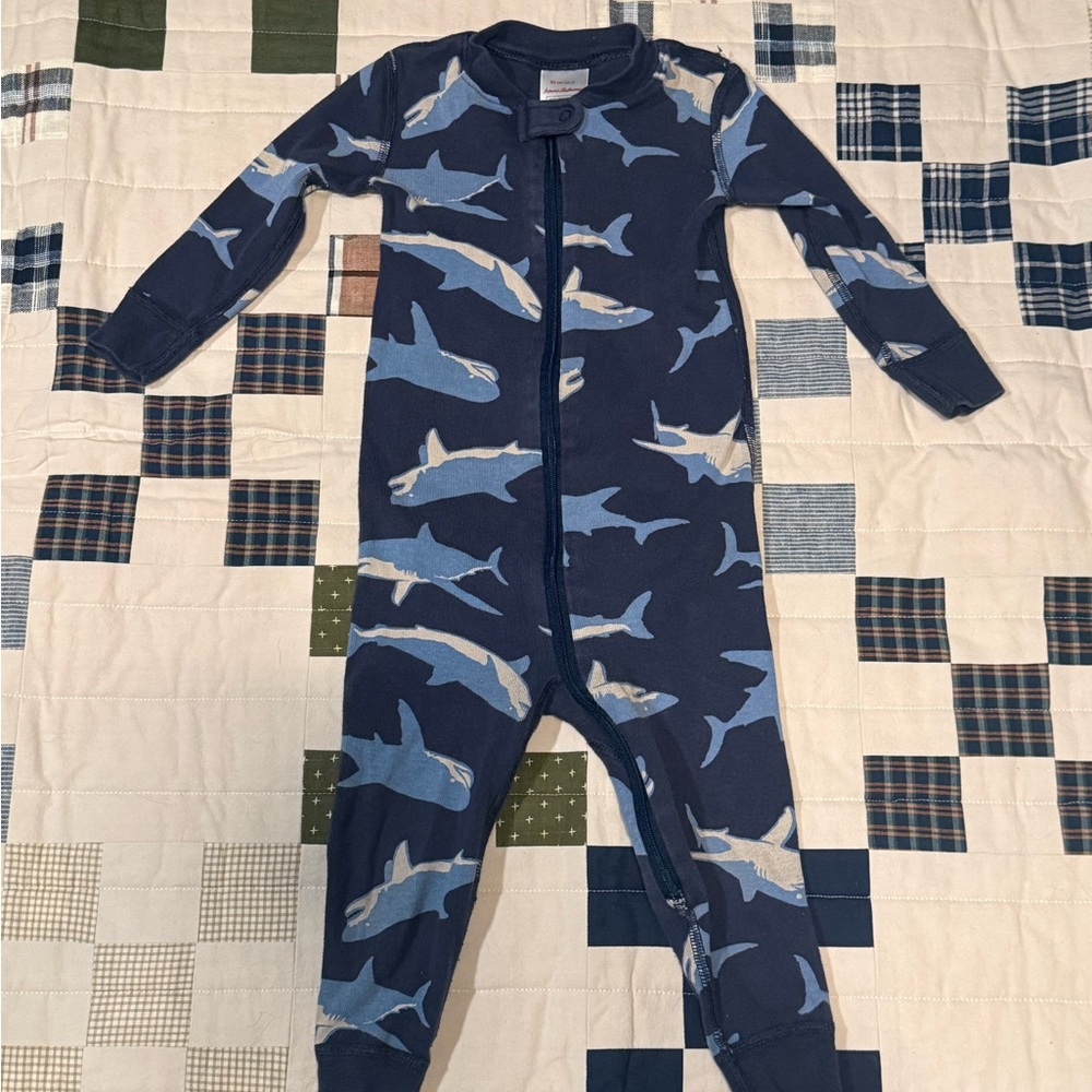 Hanna Andersson Navy Shark Print Kids Footie